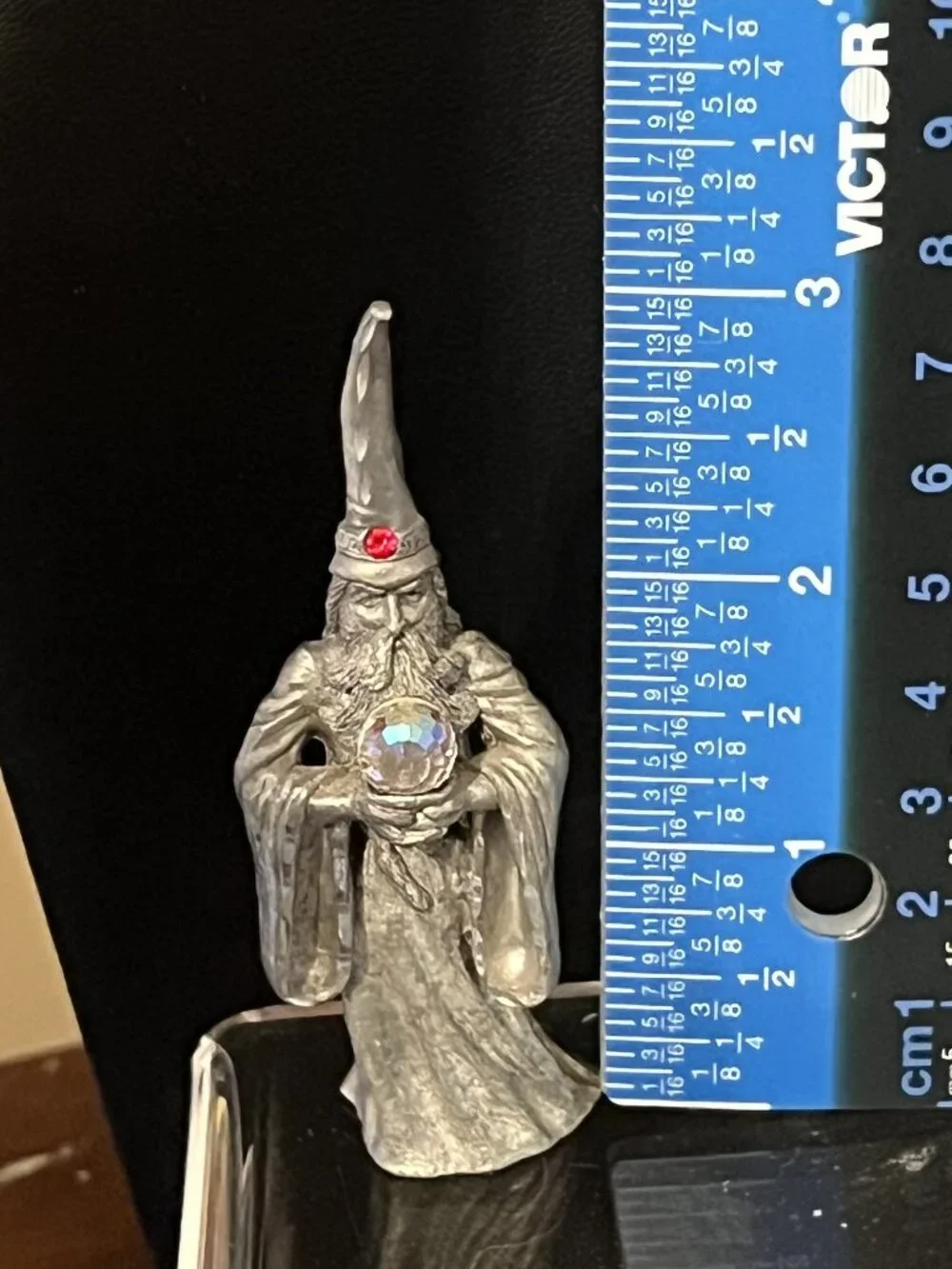 RARE Vintage Spoontiques Pewter Wizard Figurine w/Crystal Ball & Accents HMR1521